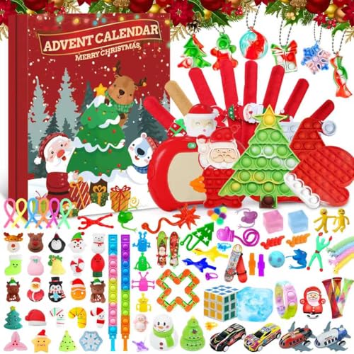 Christmas Advent Calendar 2025,24 Days of Surprises Fidget Toys Box,24-Day,Xmas Party Favors Carnival Treasure,24 Days of Surprises Fidget Toys Box,Fidget Toys Bulk Christmas Gift For Girls Boys Teen