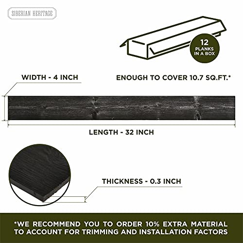 Shiplap Boards for Wall - Reclaimed Wood Planks for Rustic Decor - Set of 12 Barnwood Planks (32 x 4 x 0.3 Inch) - 10.7 Sq Ft in 1 Box - DIY (Nailed or Glued)|… (Brown)…