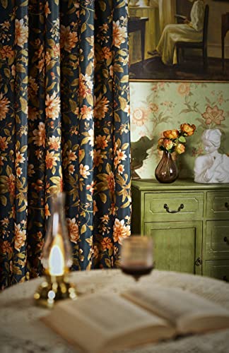 Sheer Curtains Window Voile Panel American Light Luxury Curtain Retro Print Matching Printed Window Treatment Semi Draperies for Living Room Bay Window Bathroom(1 Panel, W 50 x L 72 inch, Curtian)