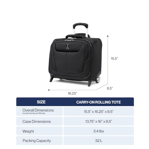 Travelpro Maxlite 5 Softside Lightweight Rolling Underseat Tote Upright 2 Wheel Bag, Men and Women, Black, 16-Inch