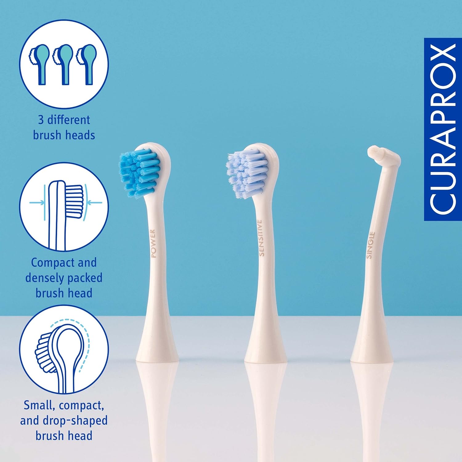 Curaprox Electric Hydrosonic Pro Toothbrush With 3 Brush Heads, Charger, and Travel Case