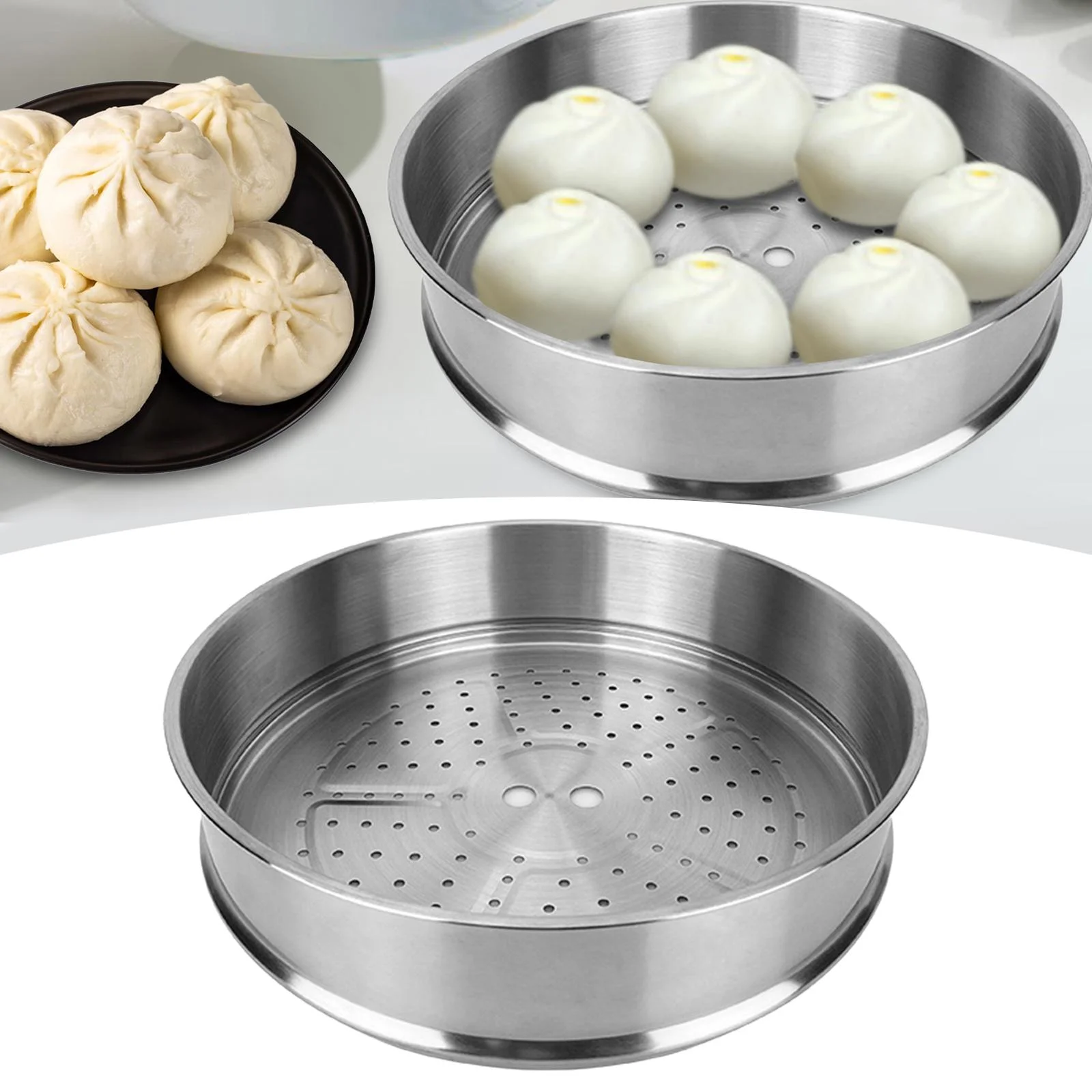 Stainless Steel Steamer Basket Food Steamer Vegetable Dumplings Steamer Salad Cooking Steamer Insert Easy to Clean for Household , 32cm