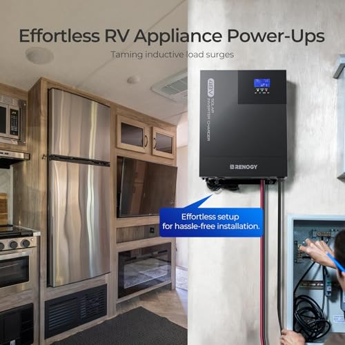 Renogy Inverter Charger 3500W Pure Sine Wave Solar Inverter 48V DC to 120V AC, Built-in 80A MPPT Charge Controller and Bluetooth, All in one Solar Inverter Charger for Home Energy Storage, Off-Grid