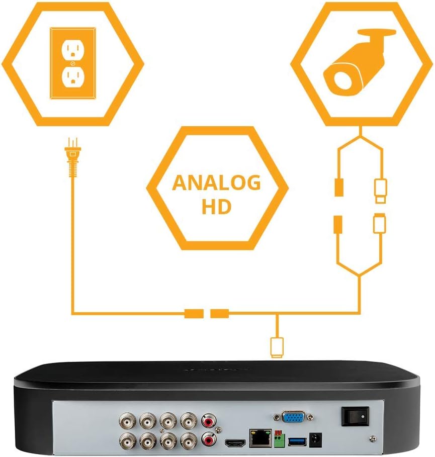 Lorex Indoor/Outdoor Wired Security Camera System, 1080p HD Bullet Cameras with Motion Detection Surveillance, Night Vision & Smart Home Voice Compatibility, 1TB 8 Channel DVR, 4 Cameras