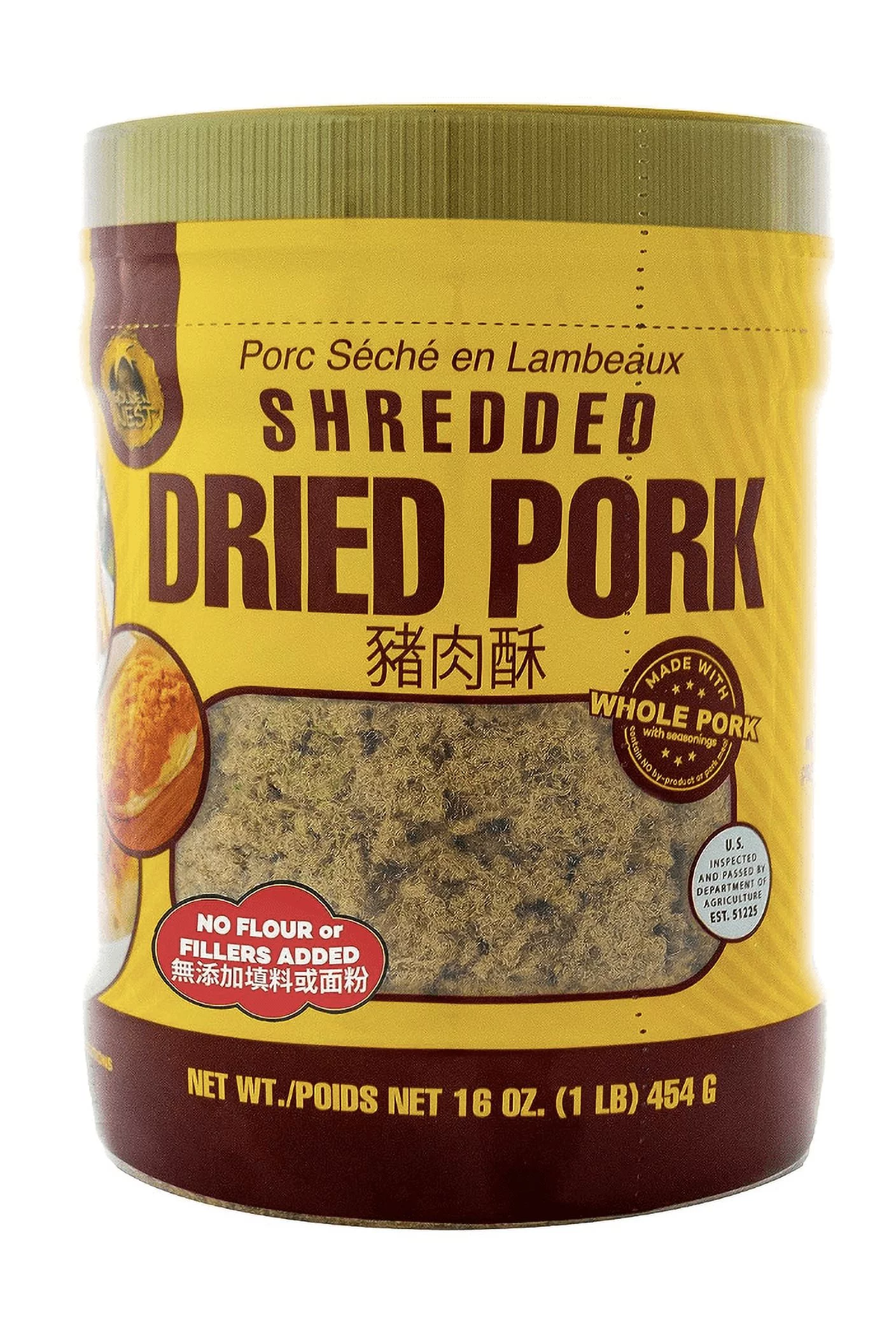 Golden Nest Shredded Dried Pork, Made with Whole Pork, Product of USA (16 oz)