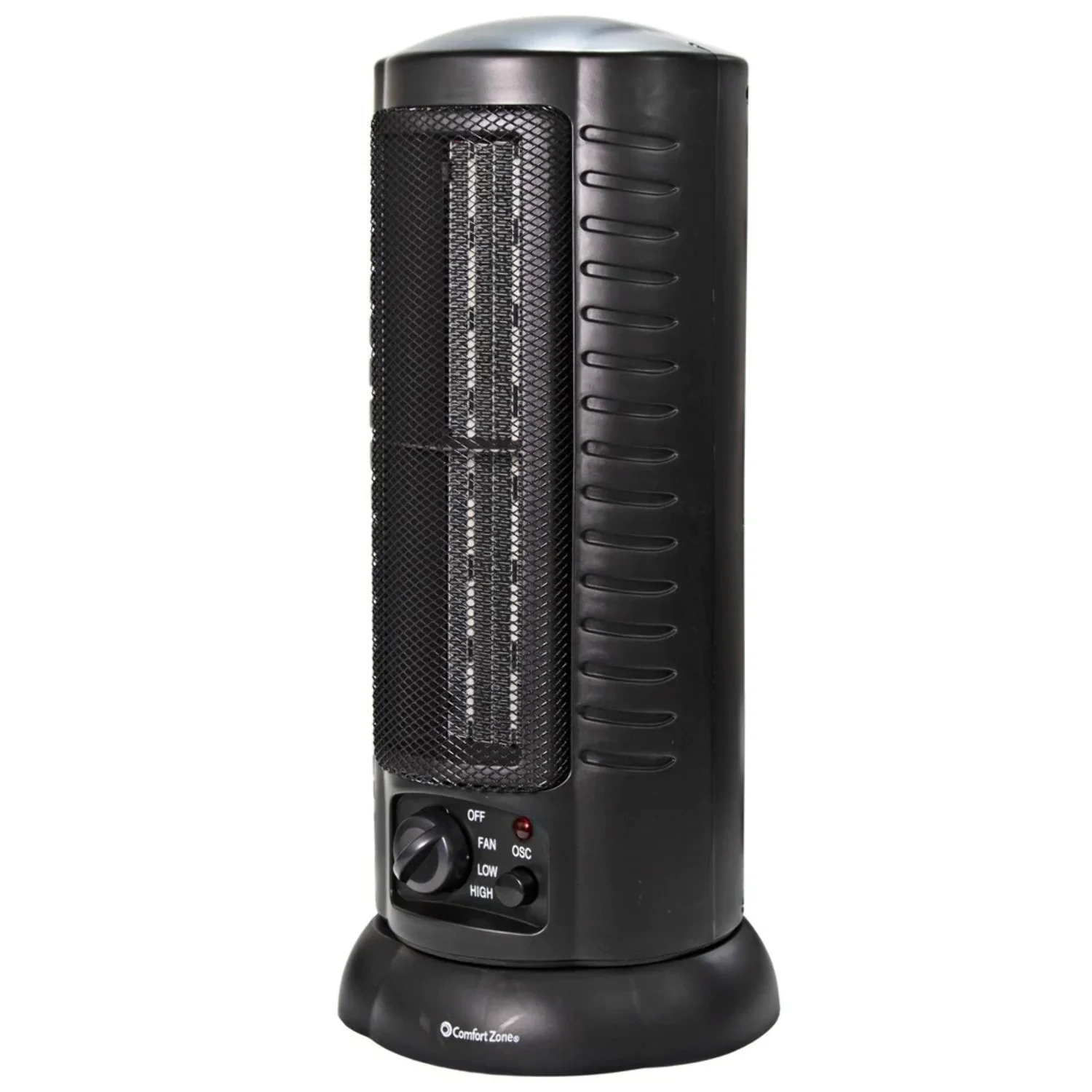 Comfort Zone 1,500-Watt Oscillating Ceramic Tower Heater with Safety Features, Black