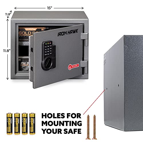 Iron Hawk Fireproof Document Box Combination Safe - Fireproof Safe - Fire Proof Safe Boxes For Home - Fireproof Wall Safe - Fireproof Lock Box - Home Safes & Safe Accessories - Cabinet Safes