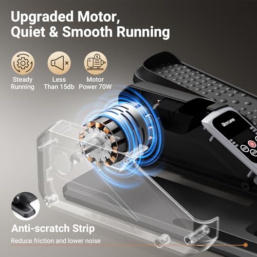 Elliptical Exercise Machine, Under Desk Ellipse Leg Exerciser for Home Office, Quiet Electric Seated Pedal Elliptical for Seniors with 12 Adjustable Speeds, Remoter, Footstraps