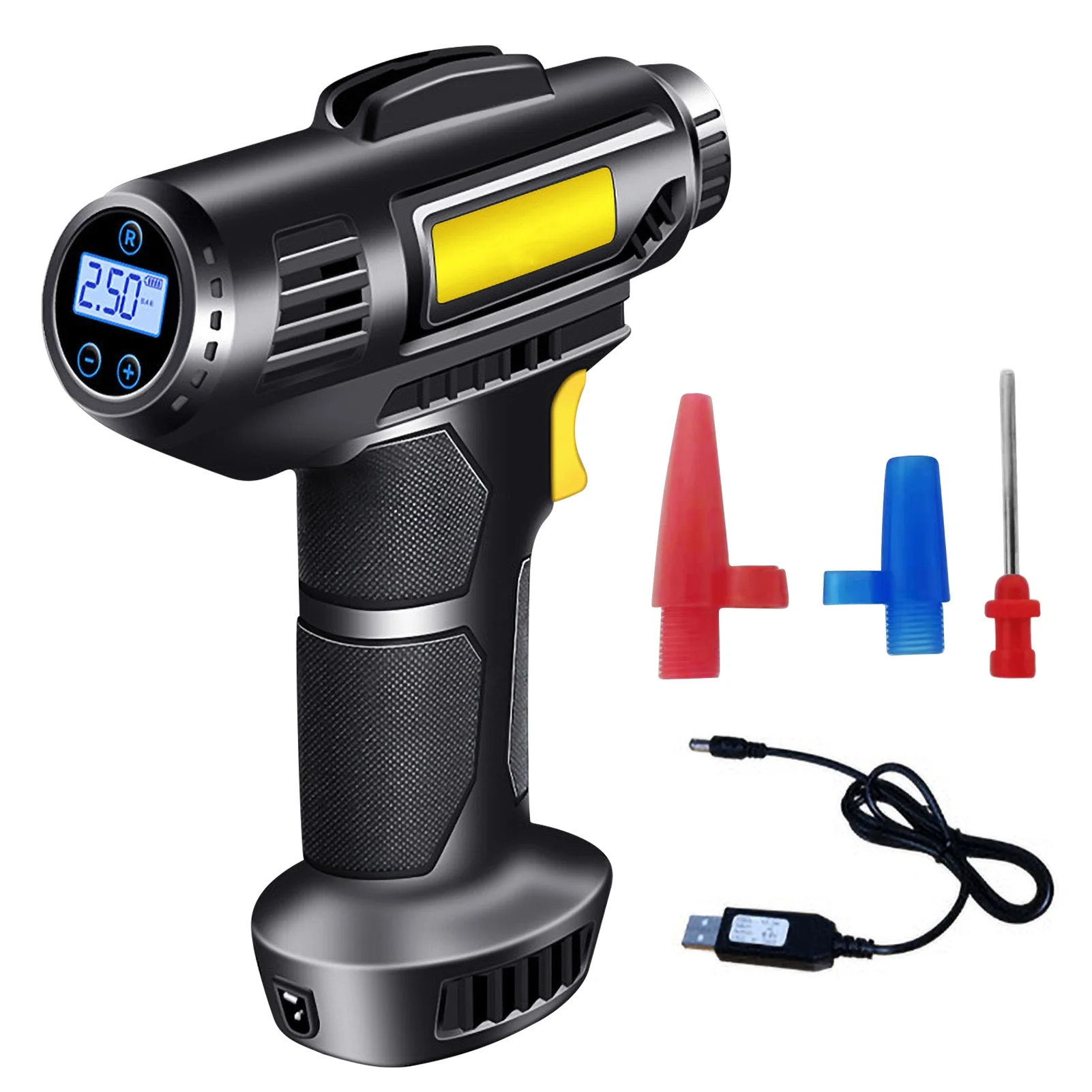 4000mAh Tire Inflator Electric Handheld Cordless Pump Portable Rechargeable Air Compressor with Digital Display for Car Bike Motorcycle Balls and Inflatables