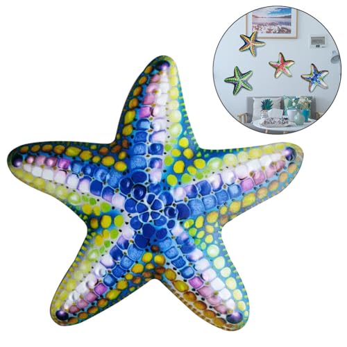 Starfish, Sea Life Nautical Home Decor, Starfishes Wall Decor Iron Ocean Stars Decoration Starfishes Wall Art Ornament 6.89x6.55 Inches, Mediterranean Decor, Living Room, Aquarium (Peach)