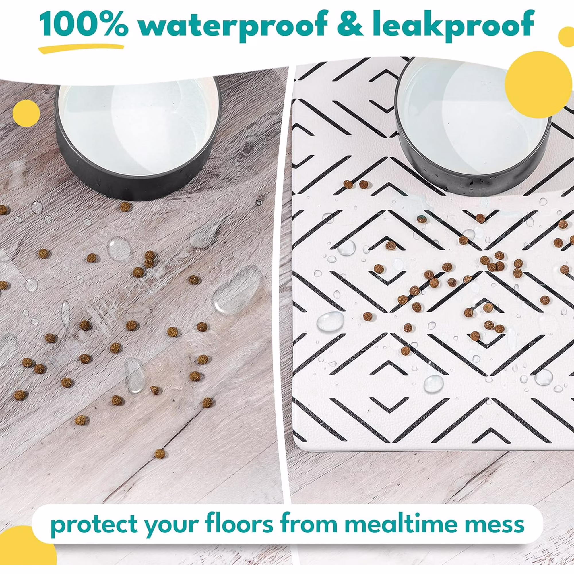 Large Waterproof Dog Mat for Food and Water - Non-Slip Pet Feeding Mat for Floors