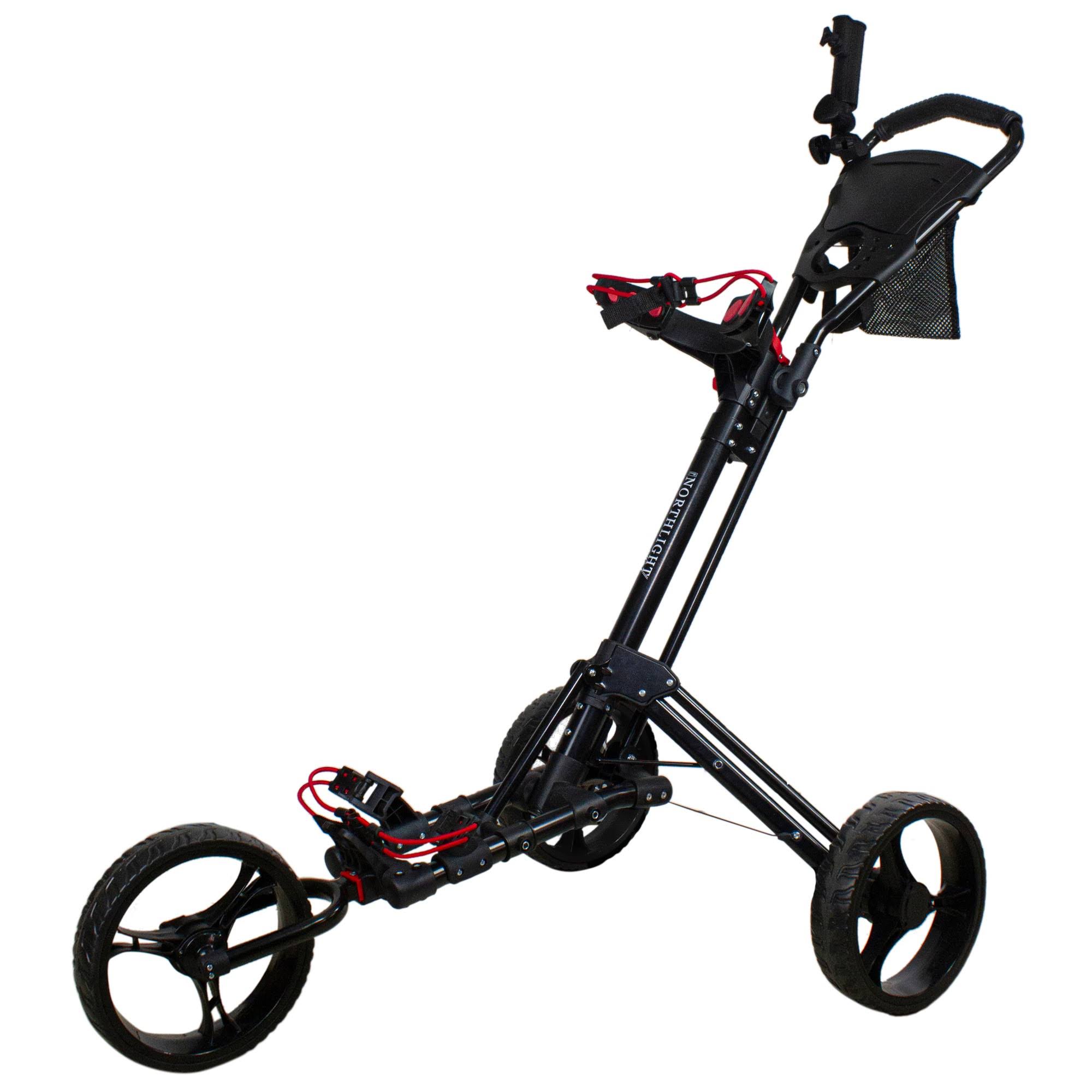 Northlight 48x22 Black Easy Folding 3 Wheel Golf Bag Push Cart