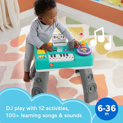 Fisher-Price Laugh & Learn Baby & Toddler Toy Mix & Learn DJ Table Musical Activity Center with Lights & Sounds for Ages 6+ Months