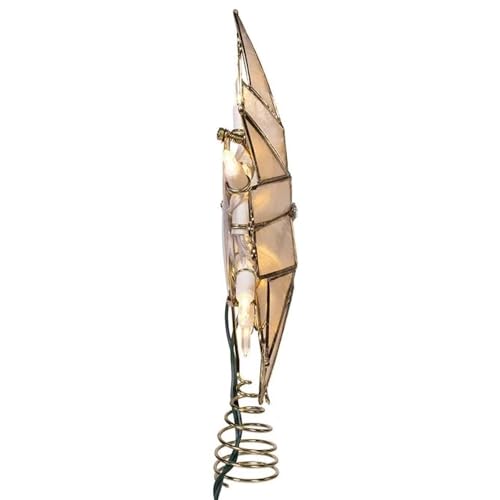 Kurt Adler 10-Light 6-Point Capiz Star Treetop with Scroll Design