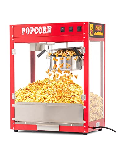 Popcorn Machine with 8 Oz Kettle, Vintage Movie Theater Commercial Popcorn Machine with Interior Light - Red
