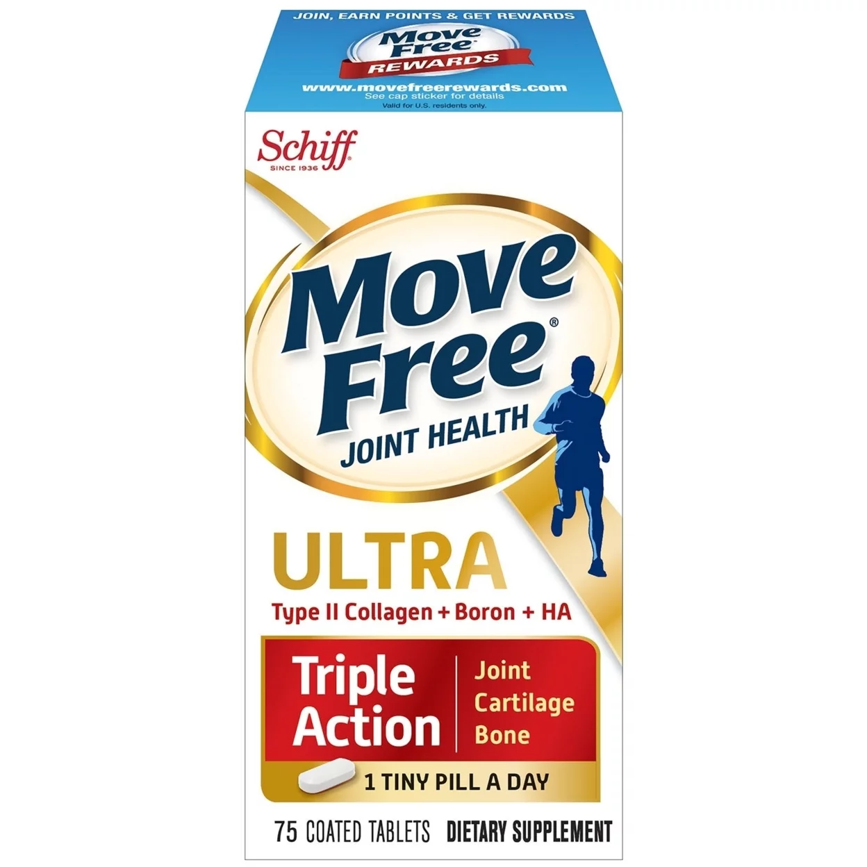 Move Free Type II Collagen, Boron & HA Ultra Triple Action Tablets, Move Free (75 Count In A Bottle) 1 ea