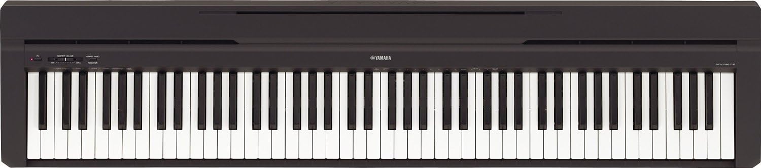Yamaha P45B Black 88 Weighted Keys Digital Piano keyboard Bundle with Juliet Music Piano Dust Cover, Polish Cloth and Piano Key Sticker (P45 B)