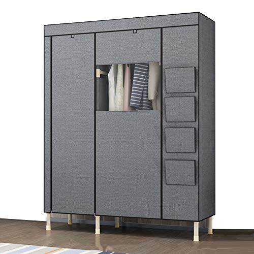 Portable Clothes Closet Wardrobe, with Non-Woven Fabric Clothes Closet with Zipper Steel Pipe Wardrobe Storage See Through Window Wardrobe Fabric Cabinet,Style 2_130x50x190cm/51x19x74in
