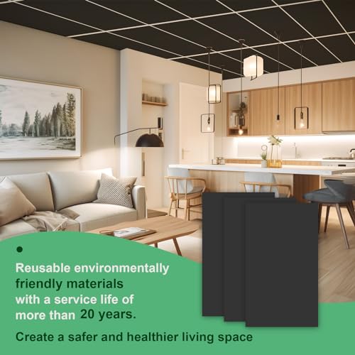 Smooth White Drop Ceiling Tile 2ft x 4ft, Ceiling Panel 24 x 48in – Waterproof, Washable and Fire-Rated - to Prevent Breakage-Cover 80 Sq. Ft-Package of 10 Tiles