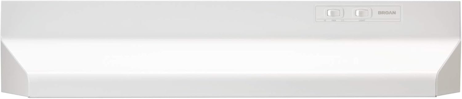 Broan-NuTone 42-inch Under-Cabinet Convertible Range Hood with 2-Speed Exhaust Fan and Light, 210 Max Blower CFM, White