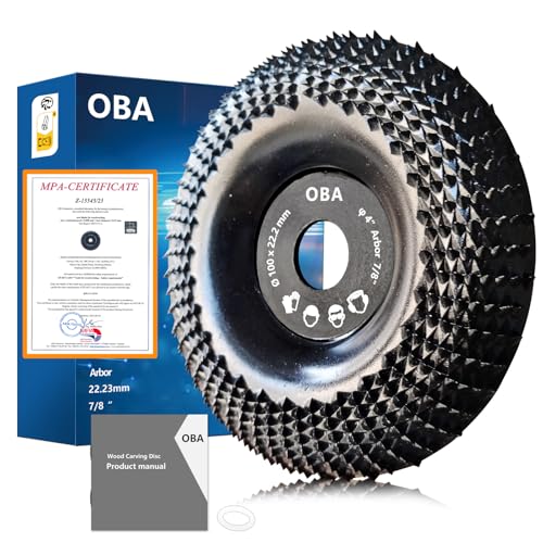 OBA 3Pcs Angle Grinder Wood Carving disc 4 Inch, Wood Grinder disc Wood Grinding Shaping wheel for Angle Grinders with 7/8”Arbor