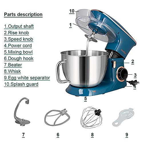 Stand Mixer, Vinmax Electric Kitchen Mixer Food Mixer with 8.5QT Stainless Steel Mixing Bowl, Tilt-Head Mixer 6-Speed Kitchen with Dough Hook, Beater, Whisk for Baking, Cakes, Frosting