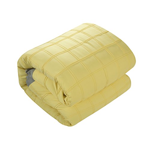Chic Home 111CQ111-AN 8 Piece Rhodes Pintuck Color Block Comforter Set, Queen, Yellow