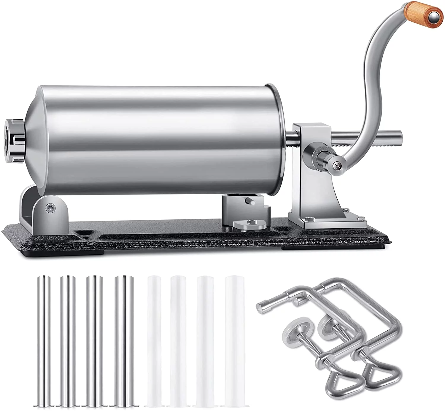 Sausage Stuffer, 6.5LBS Stainless Steel Sausage Maker Packed with 8 Tubes, Commercial and Household Use (6.5LBS/3L)