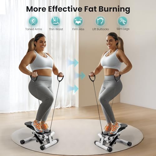 OLIXIS Stepper for Exercise, Stair Step Workout Machine with Resistance Bands, Mini Stair Stepper at Home Workout Equipment with 265 LB Load Capacity,Fitness Stepper with LCD Monitor