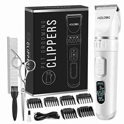 Dog Clippers Professional Heavy Duty Grooming Clipper 3-Speed Low Noise High Power Rechargeable Cordless Pet Tools for Small & Large Dogs Cats Pets with Thick Coats