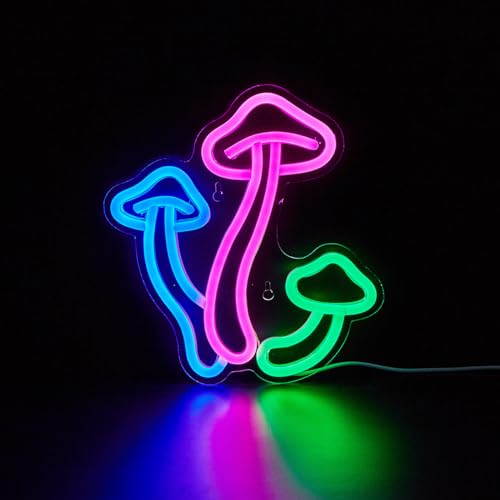 LED Neon Mushroom Cute Neon Sign, USB Powered Neon Signs Night Light, 3D Wall Art & Game room Bedroom Living Room Decor lamp Holiday Gift for Children Kids Girl