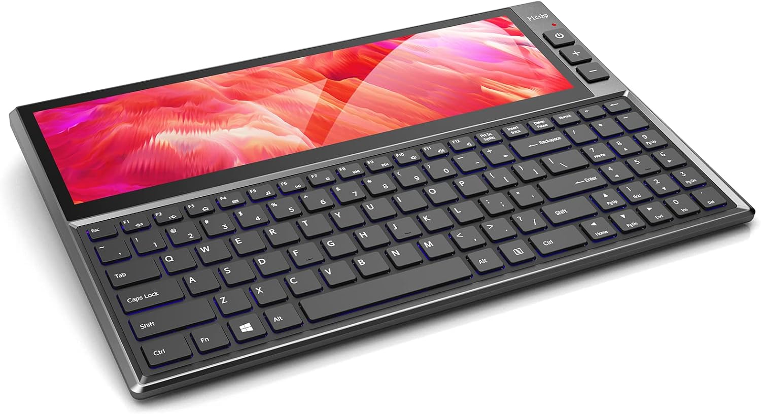 Ficihp Mechanical Keyboard, Built-in 12.6 Inch Touchscreen, Compact 71 Keys RGB LED Backlit N-Key Multifunctional Split Screen Keyboard for Mac Windows Android - Black