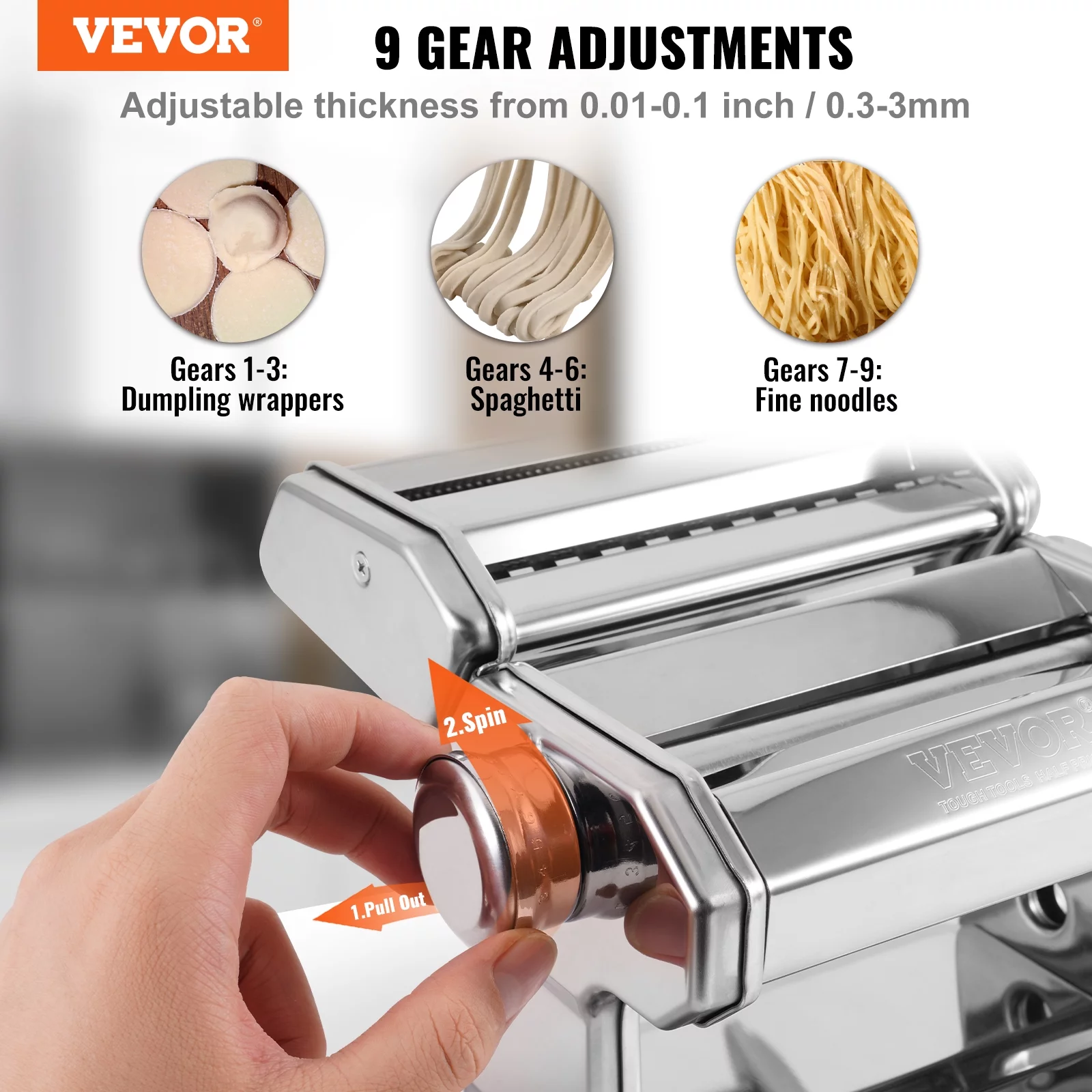 BENTISM Electric Stainless Steel Fresh Pasta Maker Machine Noodle Rollers Cutter