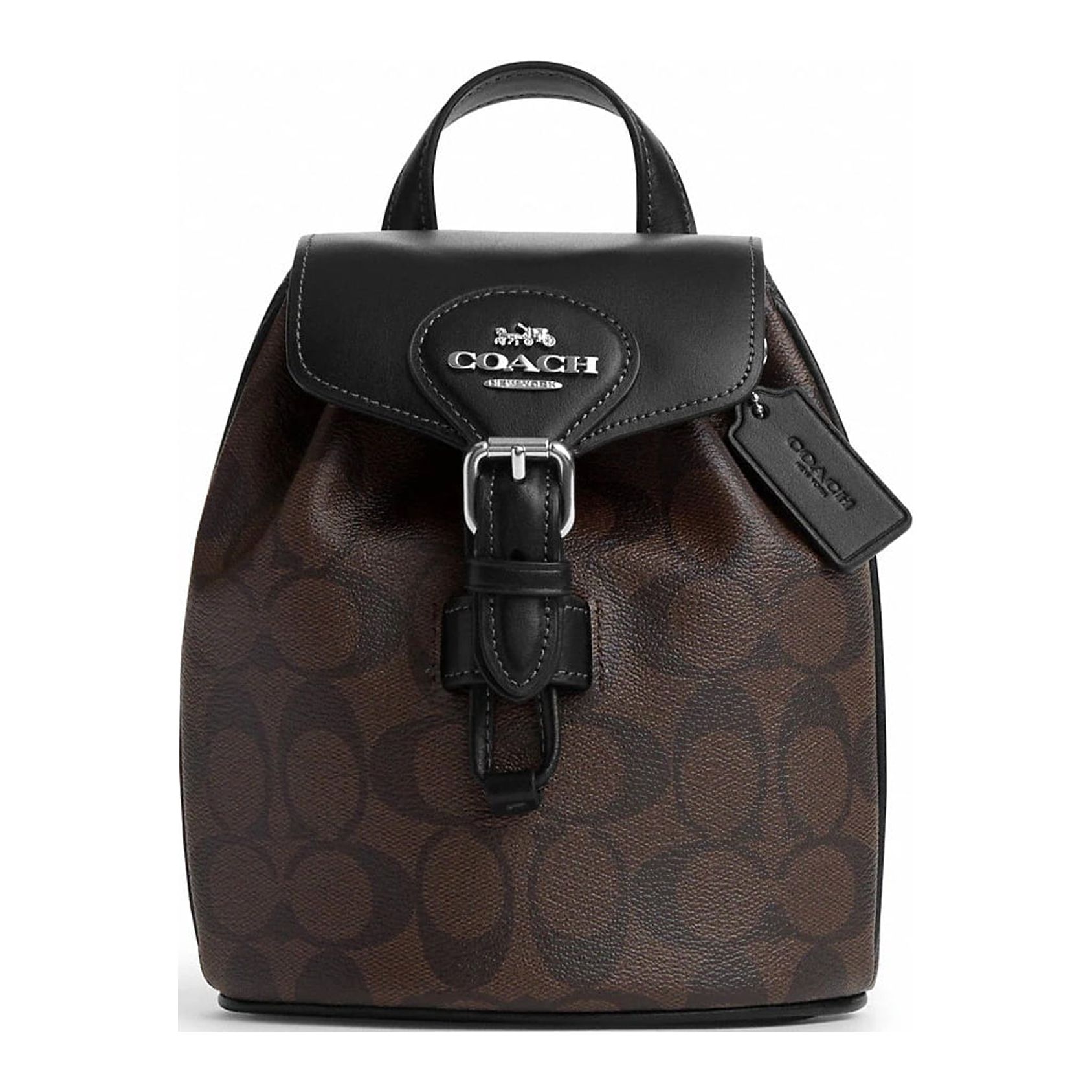 Coach Women's Signature Coated Canvas Amelia Convertible Backpack (Brown / Black)