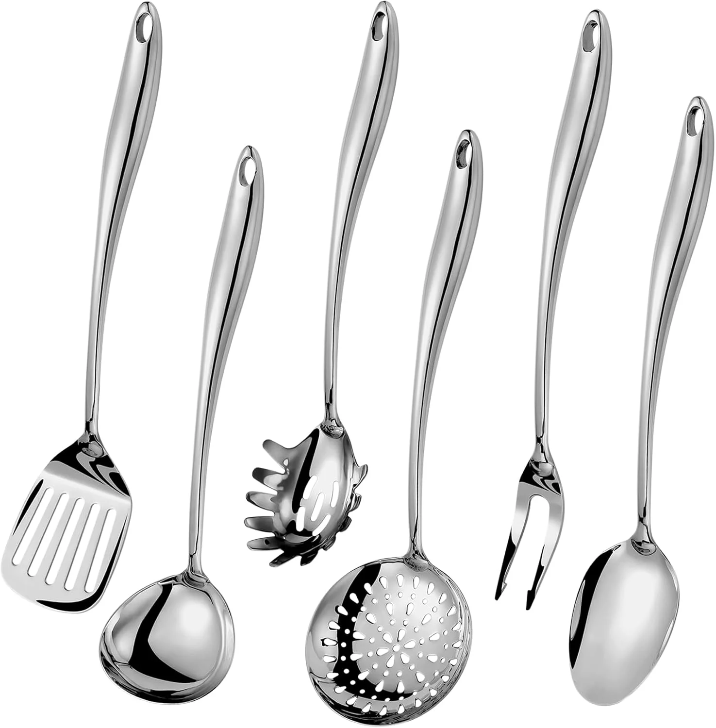 304 Stainless Steel Matte Kitchen Utensils Set, 11 Pcs Long Metal Cooking Utensils Set, Gold Cooking Utensils Set, Dishwasher Safe