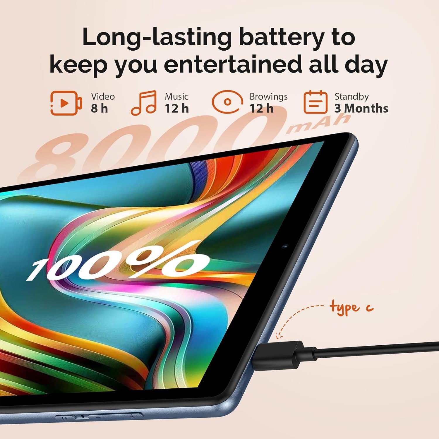 2024 Android 13 Tablet, 10.1 inch Tablet with 128GB ROM,19GB RAM, 1TB Expand, 2.0GHz cpu, 1920*1200 Incell screen, 8000mAh, 8+13MP WiFi BT5.0 GPS Android Tableta with Keyboard and Mouse - Blue