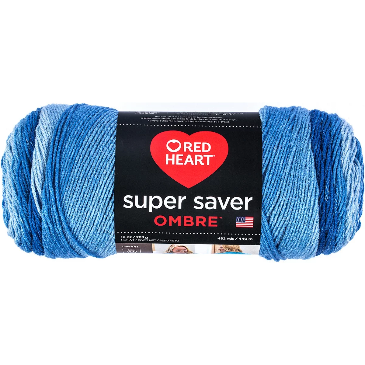 Red Heart Super Saver Ombre Yarn-True Blue, Multipack Of 2