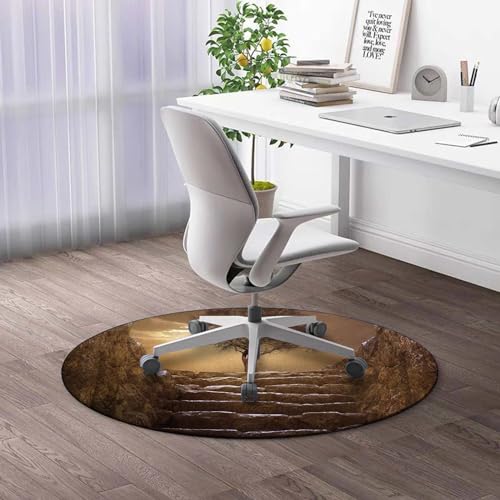 Round Rug 39 in Jungle Plants Palms Chair Mat for Hard Floors Green Tropical Leaves Floor Protector Mats Desk Chair Mats for Home Office Floor Carpets