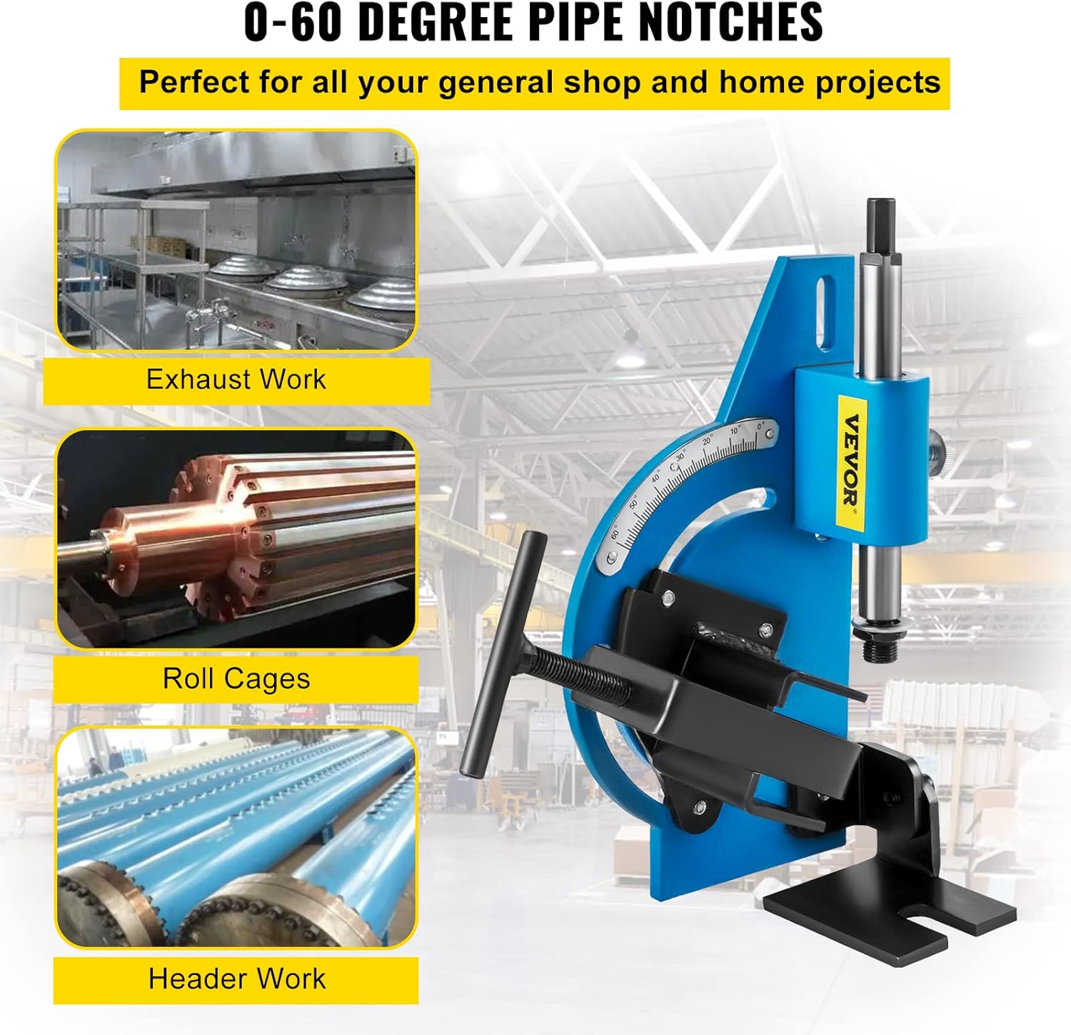 VEVOR Pipe Tubing Notcher 60 Degree Tubing and Pipe Notcher Hole Saw Up to 2