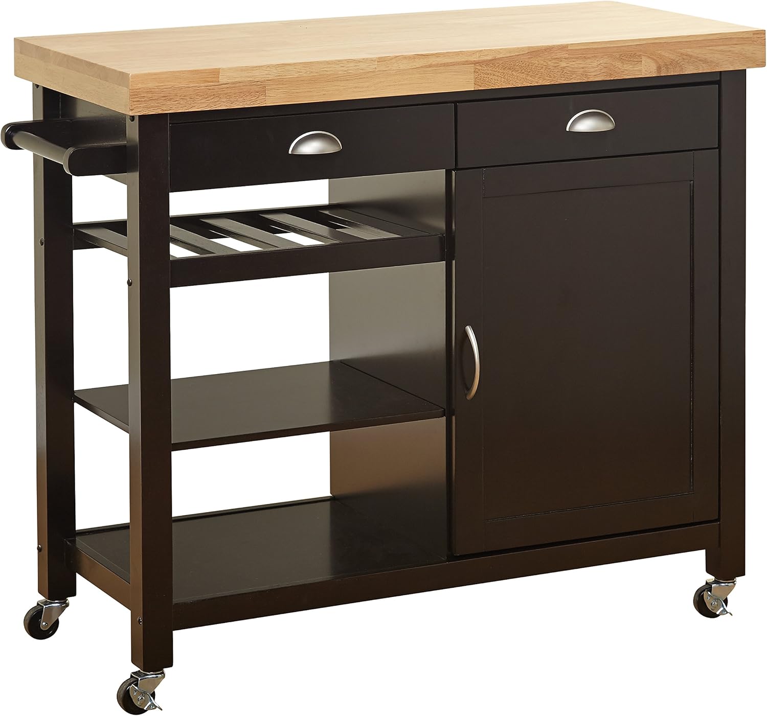 Hudson Storage Kitchen Cart, Wenge/Natural