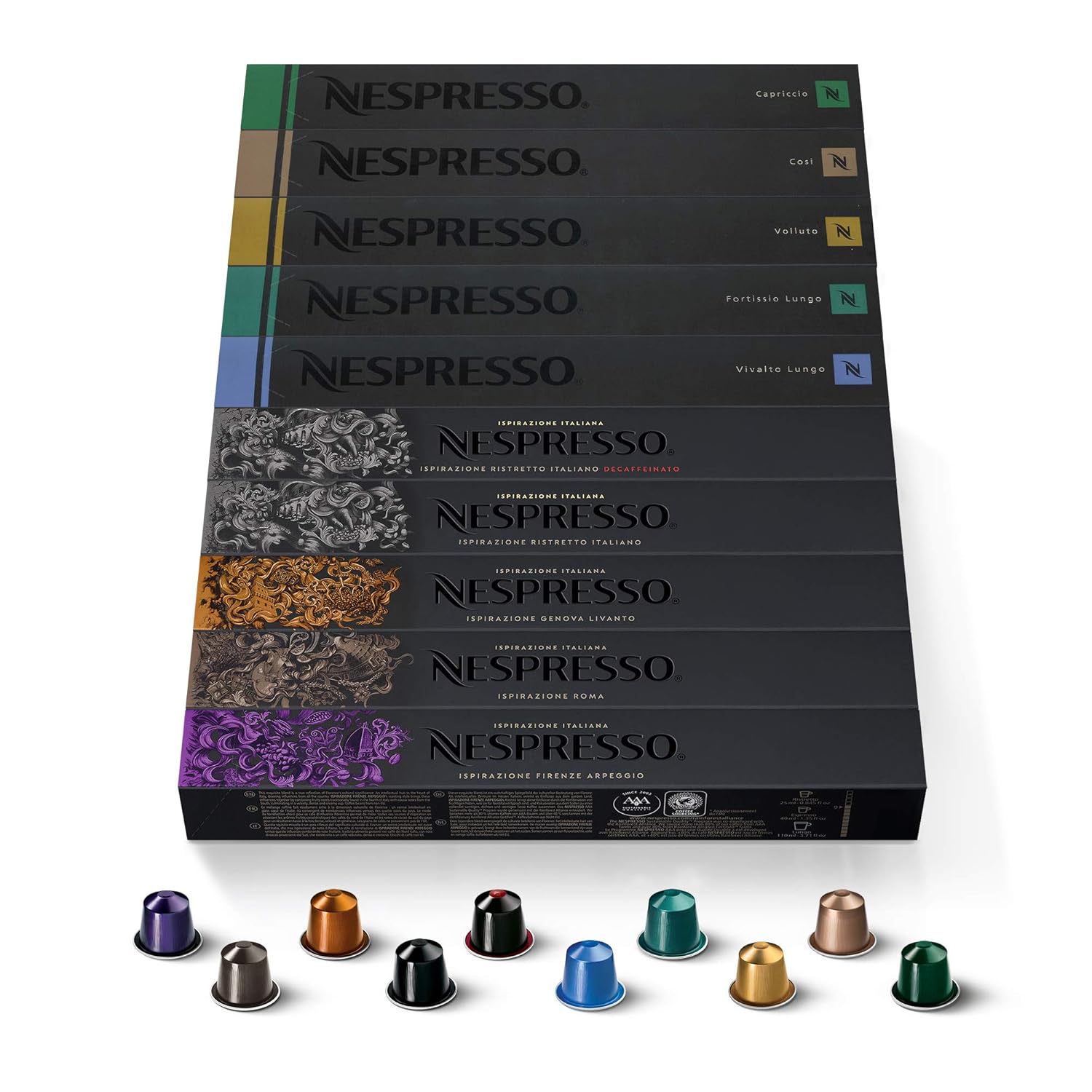 Nespresso Capsules OriginalLine, Variety Pack, Medium Roast Espresso, 100-Count Espresso Coffee Pods, Brews 1.35 oz