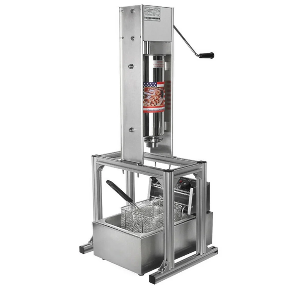 PreAsion 5L Churro Making Machine Spanish Churro Twisted Stick Machine with 6L Electric Deep Fryer 110V