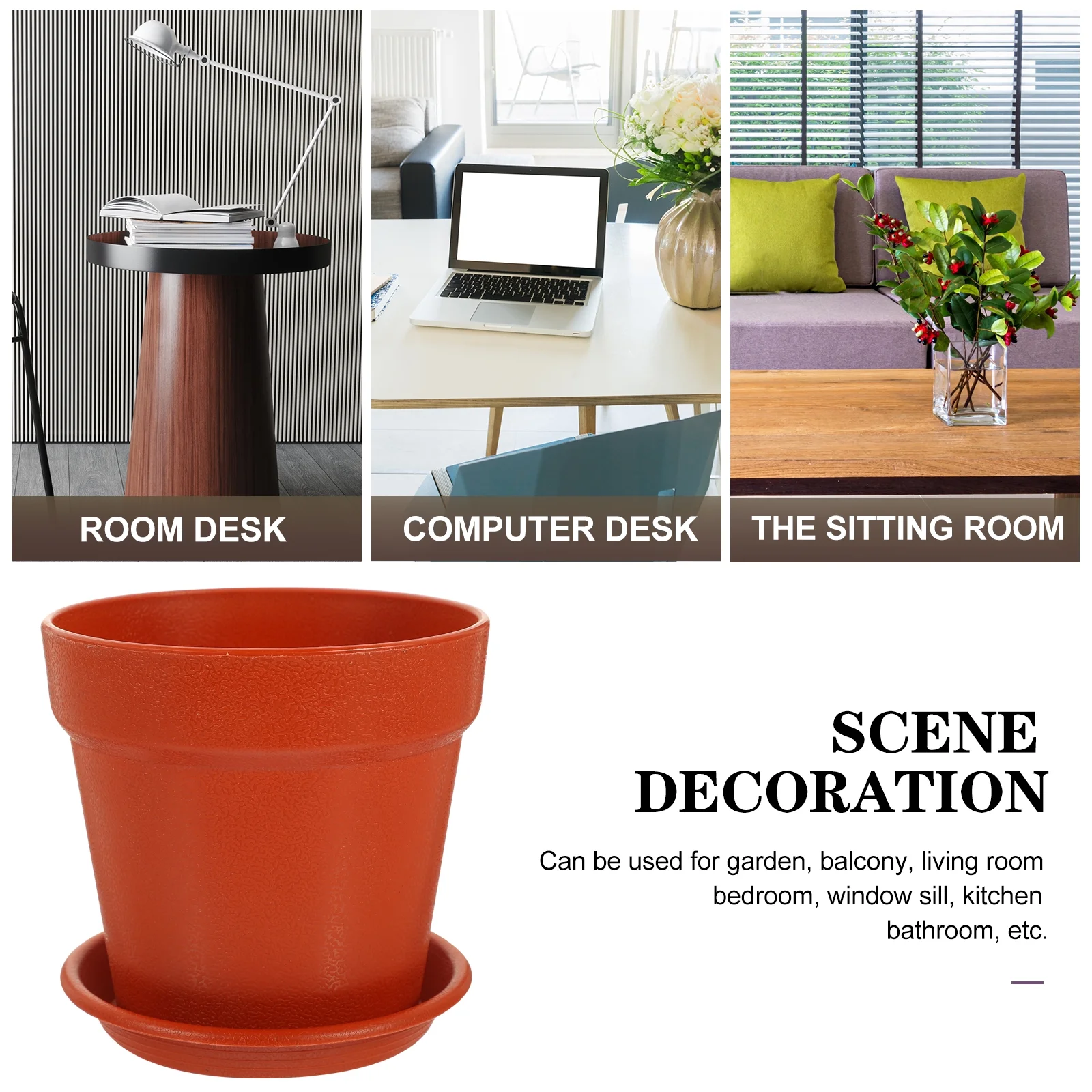 10 Sets Pots Imitation Pottery Plastic Flower Nursery Garden Planter