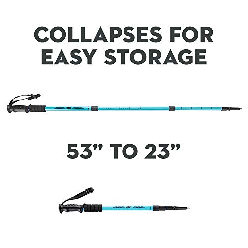 Trekking Pole & Walking Staff | Strong, Lightweight Aluminum | Extends up to 53