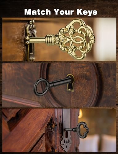 Skeleton Key Set, 12-Key Universal Replacement Skeleton Keys Kit for Antique Dresser, Chinese Cabinet, Antique Furniture and Old Style Cabinets or Doors, Collectible Gift