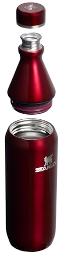 Stanley All Day Slim Bottle 20 oz | Twist off Lid with Leakproof Seal | Slim Design for Travel and Gym | Insulated Stainless Steel Water Bottle | BPA-Free | Garnet Shine