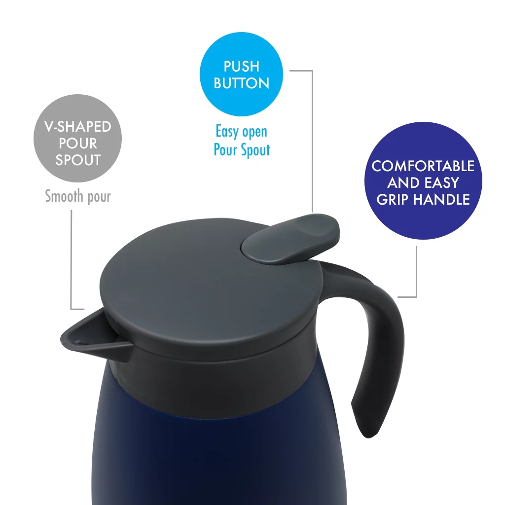 MIRA 50oz Stainless Steel Double Wall Thermal Coffee Carafe with Handle, Admiral Blue