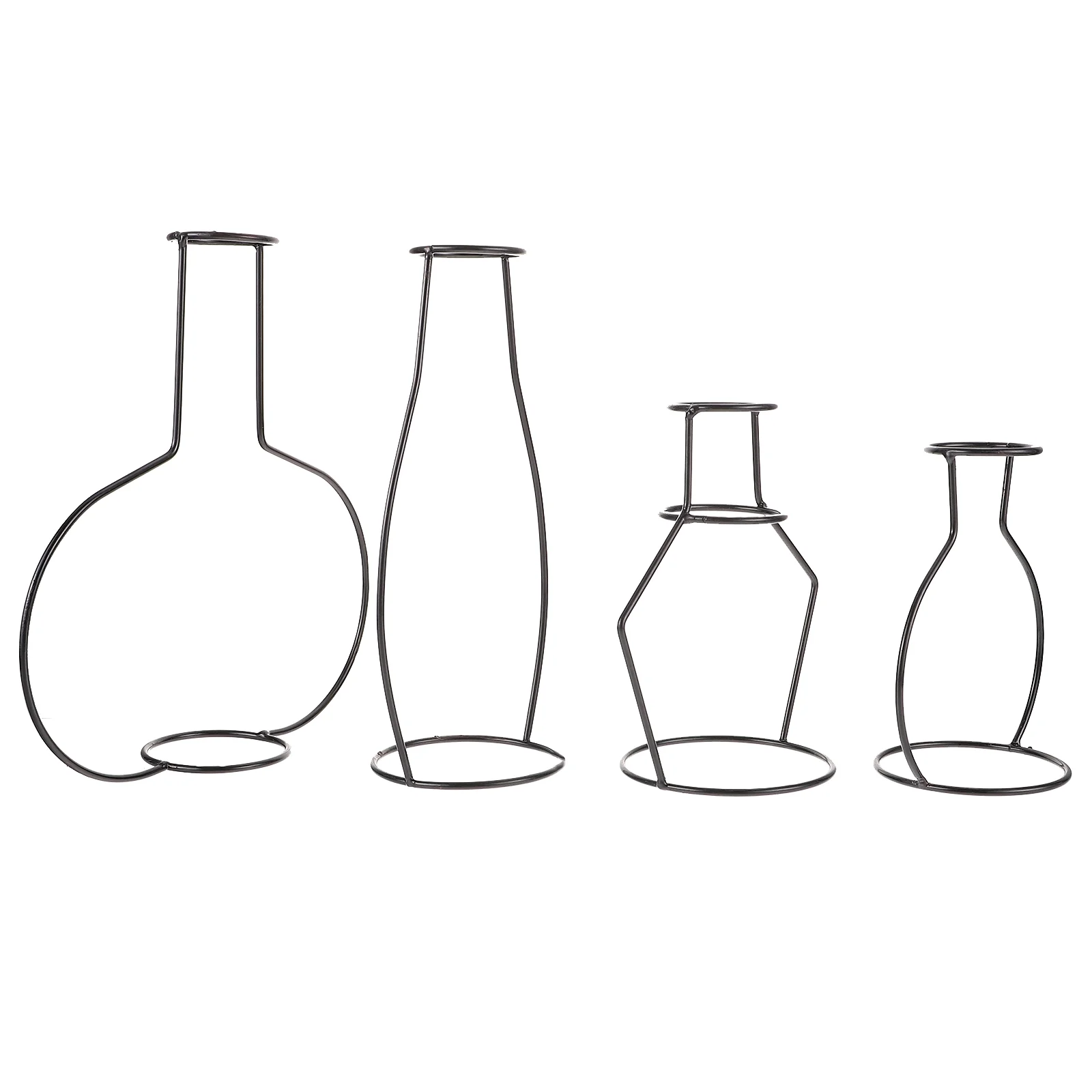 12 pcs  Flower Vases With Iron Art Frame Frame Bottle Home Flower Arrangement Bottle