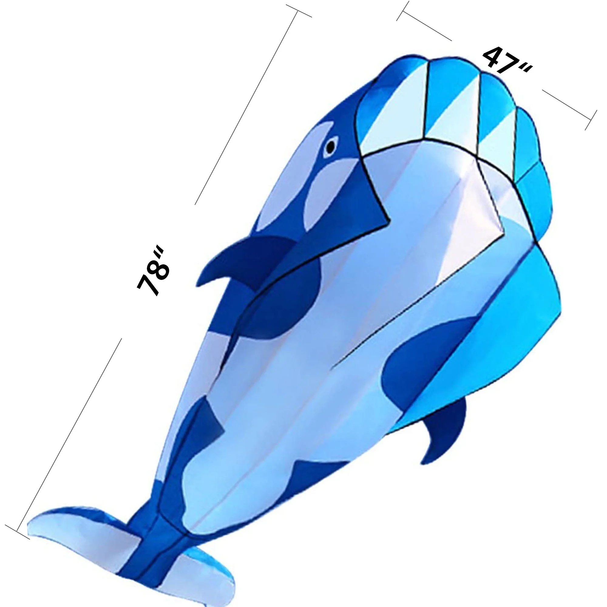 HENGDA KITE for Children and Adults 78inch Soft Whale Dolphin Kite Blue Polyester