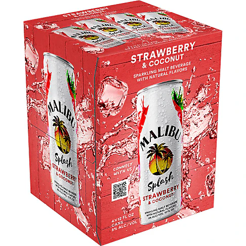 Malibu Splash Strawberry & Coconut 4pk Cans - Nestor Liquor